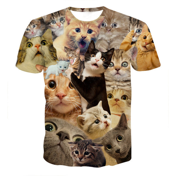 3D Print Short Sleeve Kitty Cat T-Shirt