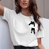 Cat Print Loose Short Sleeve T-shirt
